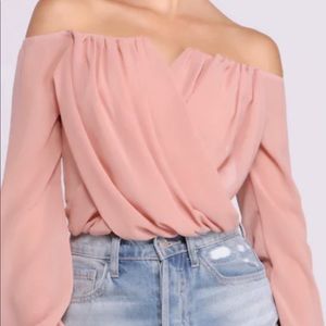 Off the shoulder pink blouse